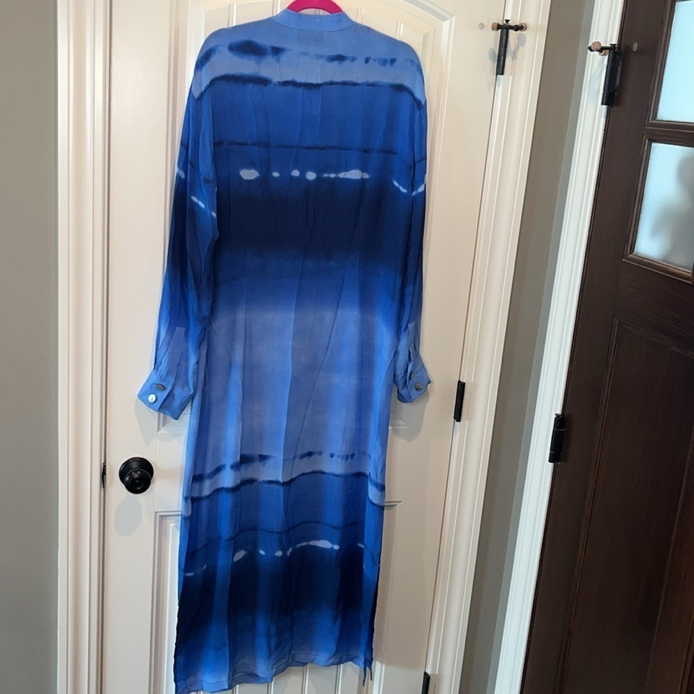 Rickie Freeman  Teri Jon Neiman Marcus long button down blue cover/shirtdress 14 - Picture 10 of 13